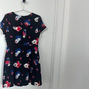 Vince Camuto Black Floral Fit & Flare Dress | Red Blue White Print